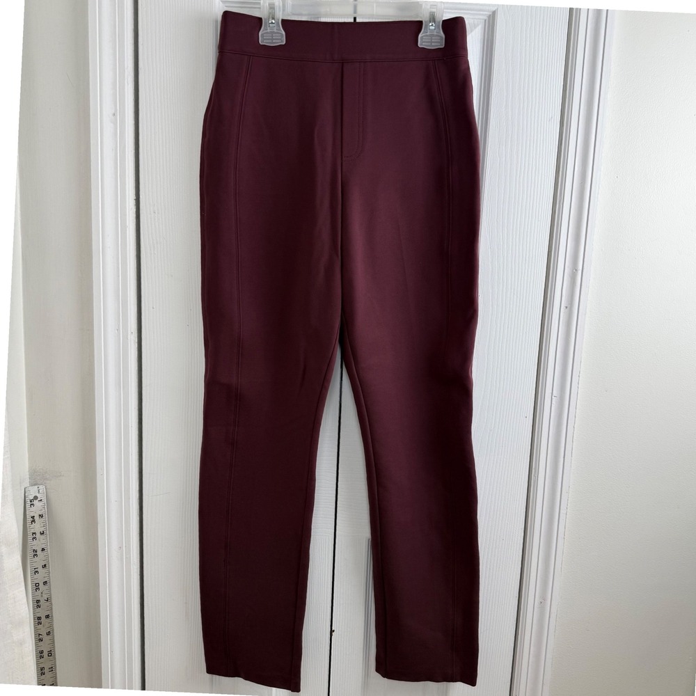 Spanx Perfect Pant Slim‎ Straight S Burgundy Chianti Shaping Workwear Minimalist